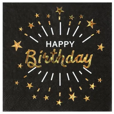 Produktbild von 10 Servietten Geburtstag Happy Birthday gold schwarz