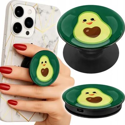 Image de Popsocket Finger Phone Holder/Tablet Merry Avocado on Green Background