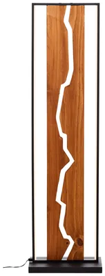Image de BRILLIANT Lampadaire rustique noir à LED avec interrupteur à pied THUNDER | 18W 2300lm 3000K | 120 cm de hauteur | métal/bois