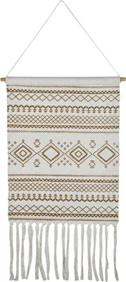 Produktbild von Marrakesch Boho Wandbehang Calegora 45x85 cm | Wandteppich Deko Makramee Beige | Gewebte Wanddeko für Wohnzimmer Schlafzimmer Flur Büro | Wandkunst modern im Skandi Stil