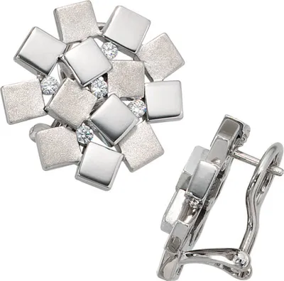 Produktbild von Ohrstecker Ohrschmuck mit 10 Zirkonia 925 Echt Silber teilmattiert Damen