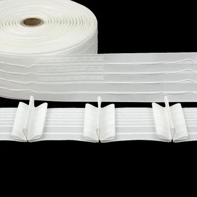 Produktbild von Gardinenband 10m Stehfalte Weiß-65mm 1:2.5 Kräuselband Faltenband