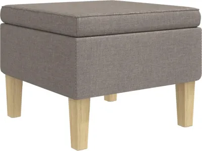 Image de Tabouret avec pieds en bois Taupe Tissu