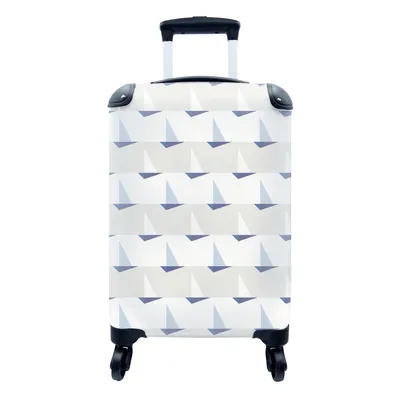 Produktbild von MuchoWow® Koffer Handgepäck Trolley Rollkoffer Kleine Reisekoffer mit 4 Rollen - Muster - Boot - Meer - Cabin Size < 55x40x23 cm & 55x40x20 cm - Fotokoffer - Kabinenkoffer - Boardgepäck - Reise-Box - Reisekoffer - Reisegepäck - Koffer mit Bild - Trolley für Kinder