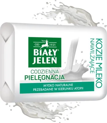 Zdjęcie produktu dla BIAŁY JELEŃ MYDŁO w kostce 100g KOZIE MLEKO i LEN do rąk i ciała NAWILŻA