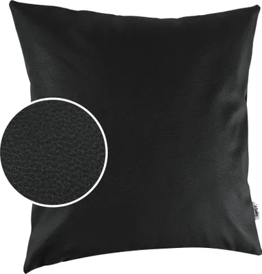 Produktbild von Dekokissen 40x40cm ohne Füllung KUMO atmungsaktive Kunstleder Kissenbezug Zierkissen Einfarbig Leder-Optik UNI Schwarz