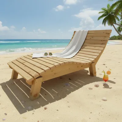Produktbild von Holzliege Wellenliege Gartenliege Relaxliege "Liege-Franzi" (Lärche) Breite 100cm Einstiegshöhe 40cm mit Füßen