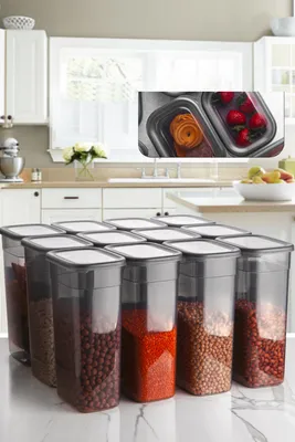 Produktbild von Hermia Concept, BNMPEGYAR12-32, Vorratsdosen, Aufbewahrungsboxen-Set (12-teilig), Anthrazit, Plastik, 12 x 16,5 x 27,5 cm