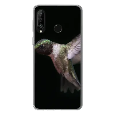 Produktbild von MuchoWow® Handyhülle Schutzhülle Hülle für Huawei P30 Lite Rubinkehl-Kolibri auf schwarzem Hintergrund Silikon Softcase Handy Hülle