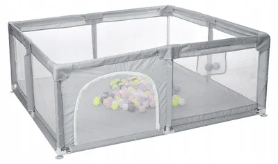 Immagine prodotto di COSTWAY 120 x 120 cm, box per bambini con 50 palline, box con rete traspirante e cerniera, cancello per gattonare con porta, tenda per bambini e neonati (grigio scuro)