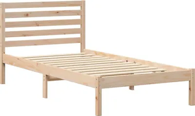 Zdjęcie produktu dla Łóżko Drewniane 100x200 Brązowe Rama Łóżka ze Stelażem z Zagłówkiem