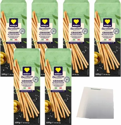 Produktbild von Edeka Italia Grissini mit 10 % Olivenöl aus Italien 6er Pack (6x125g Packung) + usy Block