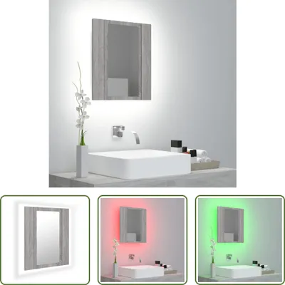 Produktbild von The Living Store LED-Spiegelschrank Grau Sonoma 40x12x45 cm Holzwerkstoff