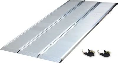 Produktbild von DREIBREIT by TRUTZHOLM 3-fach Auffahrrampe klappbar 222cm Tragkraft 1650kg Alu silber geriffelt