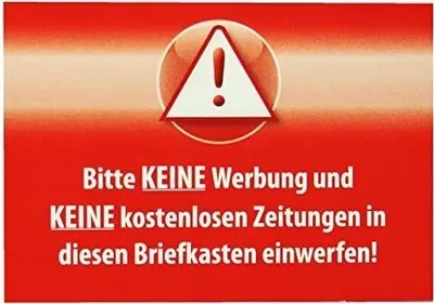 Produktbild von 5 Briefkasten Aufkleber BITTE KEINE WERBUNG Schild Wetterfest Hinweißschild