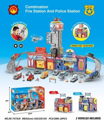 Produktbild von Feuerwehr- und Polizeistation-Set - Feuerwehr- und Polizeistation mit Fahrzeugen
