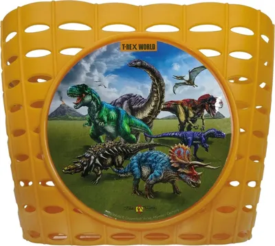 Immagine prodotto di Cestino per bambini Bike Fashion T-Rex World giallo, con motivo di dinosauri, giallo