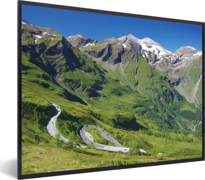 Produktbild von MuchoWow® Gerahmtes Poster Die Großglocknerstraße durch die österreichischen Alpen 80x60 cm - Poster mit Schwarzem Bilderrahmen Wandposter Rahmen Foto Bilder - Schwarzem - Mit Gestell