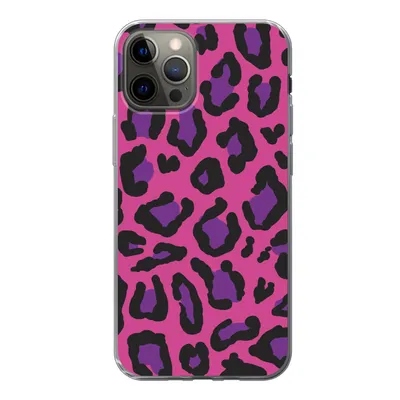 Produktbild von MuchoWow® Handyhülle Schutzhülle Hülle für iPhone 12 Pro Pantherdruck - Rosa - Lila Silikon Softcase Handy Hülle - Abdeckung