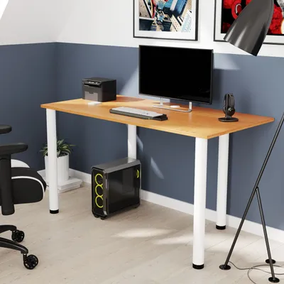 Obrázek produktu pro Psací stůl AKKE olše s bílými nohami DxŠxV: 100x40x74 cm
