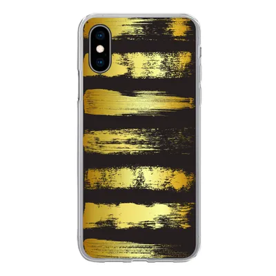 Produktbild von MuchoWow® Handyhülle Schutzhülle Hülle für iPhone X Goldene Streifen auf schwarzem Hintergrund Silikon Softcase Handy Hülle - Handyhülle