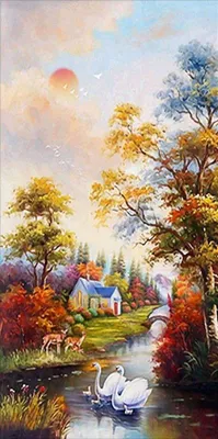 Produktbild von Diamantstickerei Waldhaus 45x85 cm
