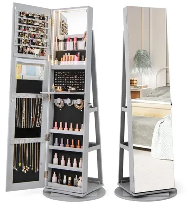 Image de Armoire à bijoux pivotante avec miroir, éclairage LED, verrouillable