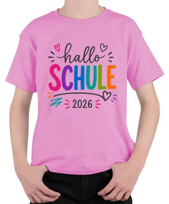 Produktbild von hallo SCHULE 2026 Einschulung Mädchen Schulkind 1. Schulanfang Kinder T-Shirt, Pink, 116