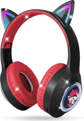 Produktbild von Bluetooth-Kopfhörer Mit Katzenohren,Bluetooth 5.3 mit LED-Leuchten, Kabellos/Verkabelt, 99DB, Faltbarer Kinder-Kopfhörer für PC,Handy, Studium, Reisen