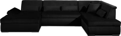 Image de Lisa Design Vermont - canapé panoramique d'angle droit - 7 places - XXL - en velours , Noir