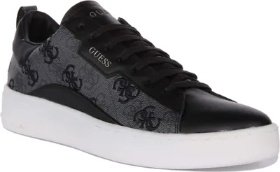 Zdjęcie produktu dla Guess Verona Męskie sznurowane trampki z logo 4G, sztuczna skóra, kolor węglowy – undefined / węglowy