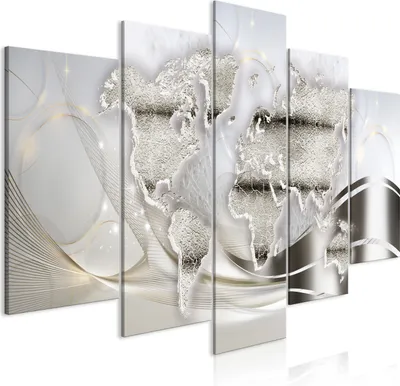 Produktbild von Leinwandbilder 200x100 cm k-C-0133-b-m Vlies Leinwandbild 5 tlg Kunstdruck modern Wandbilder XXL Wanddekoration Design Wand Bild WELTKARTE ABSTRAKT