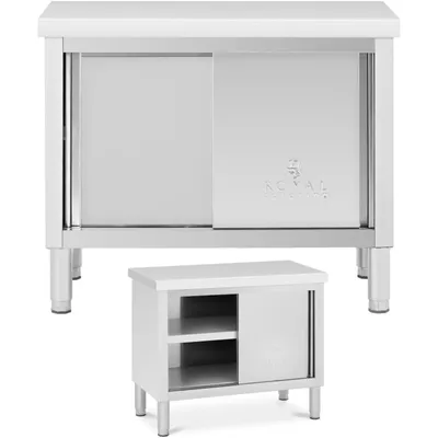 Zdjęcie produktu dla Stół Gastronomiczny Z Szafką Z Drzwiami Suwanymi Stal 100 X 50 Cm Do 330 Kg