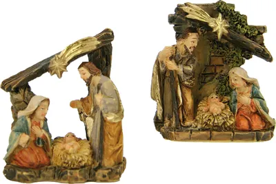 Produktbild von Krippenblock Heilige Familie 2-teilig Set 3,8 cm Polyresin Deko