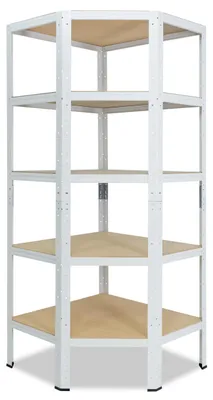 Obrázok produktu pre shelfplaza HOME 200x70x45 cm rohový regál v biela s 5 policami a nosnosťou 175 kg na jednu policu