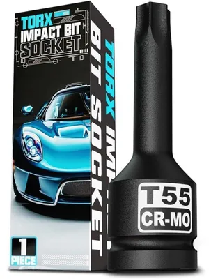 Productafbeelding van Kraft Torx bitschroefdraaier voor slagmoersleutel, maat T55, 1/2 inch, 78 mm diep, geschikt voor auto's, motoren en remmen