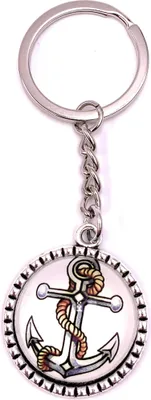 Produktbild von Onwomania Schlüsselanhänger Anker Seil ganz Weiß Kreis Metall Anhänger Charm