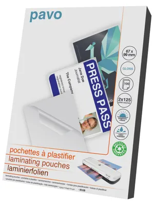 Productafbeelding van Pavo laminatiefolie zak, 67 x 99 mm, glanzend, 250 micron