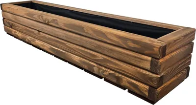 Produktbild von HolzGarden Pflanzkübel Holz Rechteckig 118x25x25 cm Imprägniert Farbe Teak Wetterfest Blumenkasten Blumentopf Balkon Garten Pflanzkasten 43l