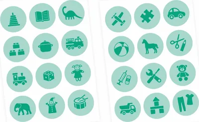 Produktbild von Möbelaufkleber Ordnungssticker für Spielzeug MINT