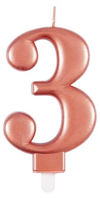 Produktbild von Roségold Metallic Kerze Zahl 3