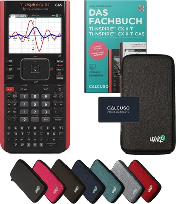 Produktbild von TI-Nspire CX II-T CAS inkl. Schutztasche Dunkelgrau & Fachbuch (160 Seiten, 17x24cm) – Grafikrechner – Smart Set