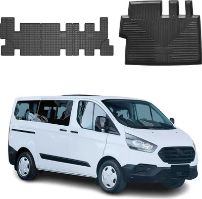 Image de Tapis de sol & bac de coffre pour Ford Tourneo Custom 2012-2024 3ème rangée en caoutchouc