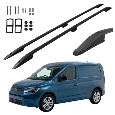 Obrázek produktu pro Střešní ližiny VW Caddy 2003-2020 L1 černé hliníkové odolné lehké