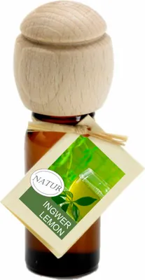 Produktbild von Piccolino Duftöl – Handgefertigt mit Buchenholzverschluss | Ätherische Öle Ingwer Lemon 10 ml