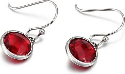 Image de Boucles doreilles Paula - Élégance Argenté et Rouge KP20667