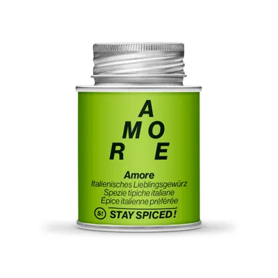 Produktbild von STAY SPICED  Amore Kräutersalz | Meersalz & italienische Kräuter | Fisch-Huhn-Kalb Gewürz I Füllgewicht | 70g zu 100% recyclebar