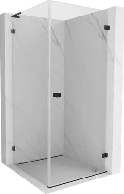 Produktbild von Mexen Lunar-B L Duschkabine, rechte Schwingtür, 100 x 100 cm, transparent, schwarz - 832L-100-100-70-00-P