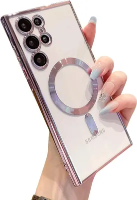 Image de Etui pour Samsung Galaxy S22 Ultra 5G Magnetic Ultra Thin Transparent Case with Magsafe and Camera Cover Purple