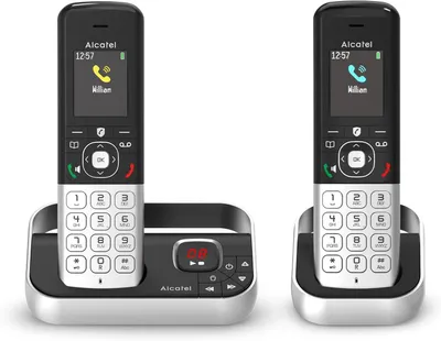 Image de Alcatel FX990 Voice Duo Téléphone sans fil DECT Noir avec répondeur - Pack 2 combinés, grand écran lisible, grosses touches ergonomiques, fonction mains libres, blocage d’appels, répertoire, identification de l’appelant
